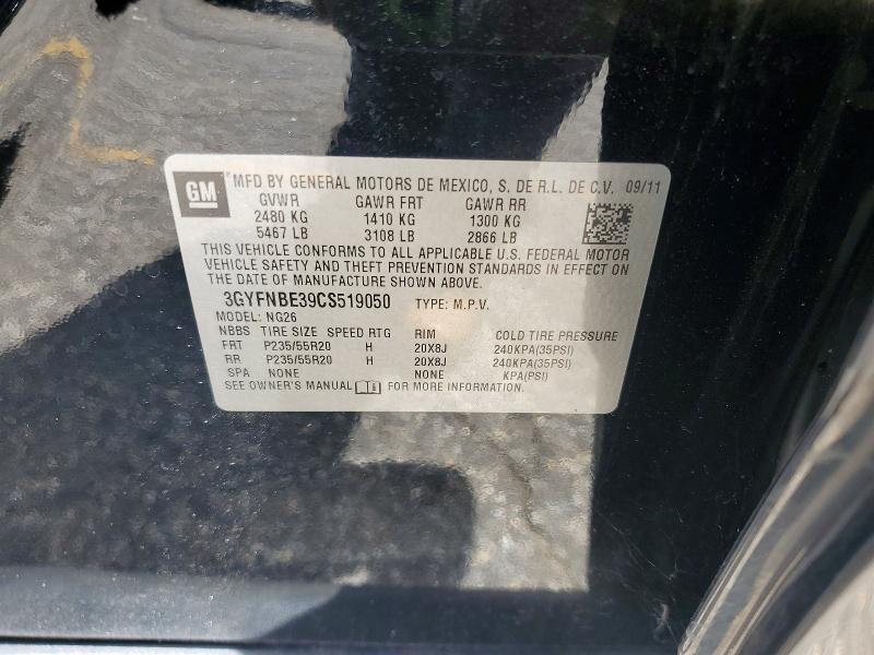 2012 Cadillac Srx მანქანა იყიდება აუქციონზე, vin: 3GYFNBE39CS519050, აუქციონის ნომერი: 64136356