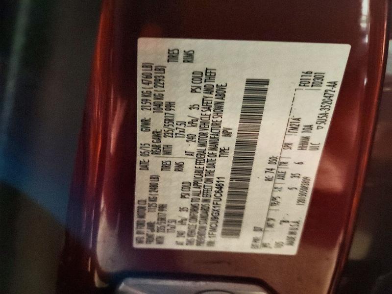 64151436 :رقم المزاد ، 1FMCU9GX1FUC64611 vin ، 2015 Ford Escape مزاد بيع