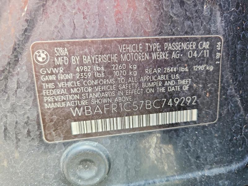 Продажа на аукционе авто 2011 Bmw 528, vin: WBAFR1C57BC749292, номер лота: 64221336