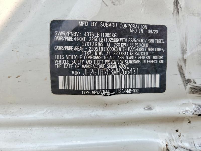 2021 Subaru Crosstrek მანქანა იყიდება აუქციონზე, vin: JF2GTHRC3MH266431, აუქციონის ნომერი: 64594646