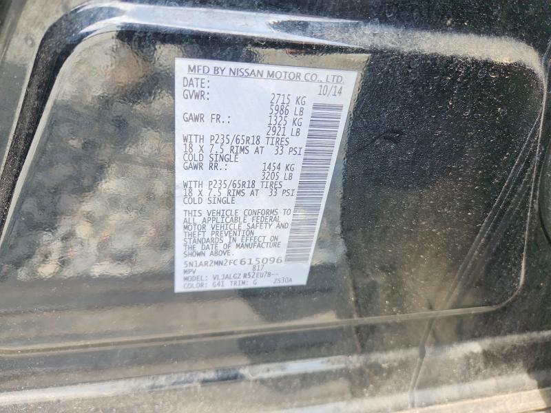 2015 Nissan Pathfinder მანქანა იყიდება აუქციონზე, vin: 5N1AR2MN2FC615096, აუქციონის ნომერი: 66981456