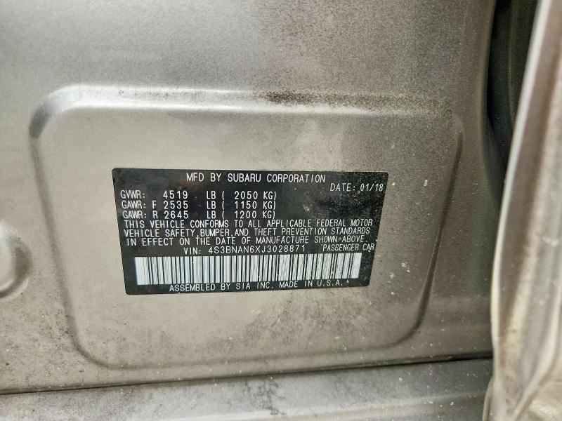 Продаж на аукціоні авто 2018 Subaru Legacy, vin: 4S3BNAN6XJ3028871, номер лоту: 64109776