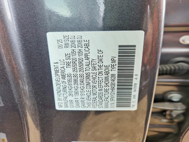 2025 Honda Pilot მანქანა იყიდება აუქციონზე, vin: 5FNYG1H84SB146288, აუქციონის ნომერი: 63902956