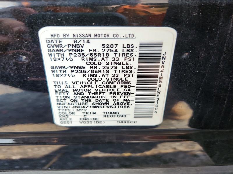 Aukcja sprzedaży 2014 Nissan Murano, vin: JN8AZ1MW5EW531086, numer aukcji: 64303126