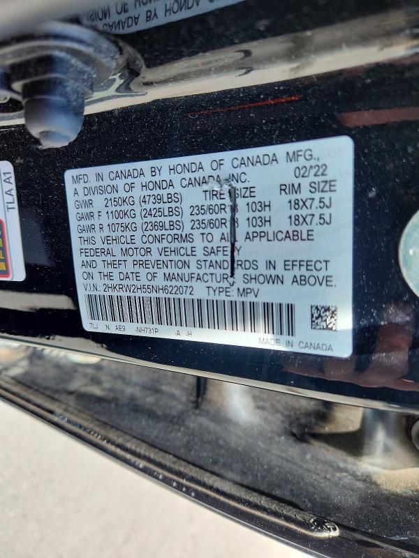 63305026 :رقم المزاد ، 2HKRW2H55NH622072 vin ، 2022 Honda Cr-v مزاد بيع