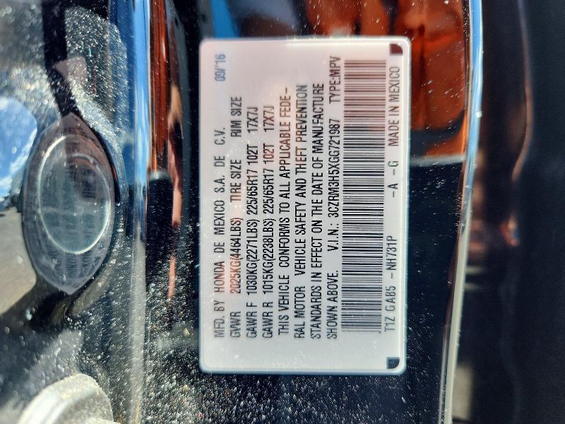 65955966 :رقم المزاد ، 3CZRM3H5XGG721987 vin ، 2016 Honda Cr-v مزاد بيع