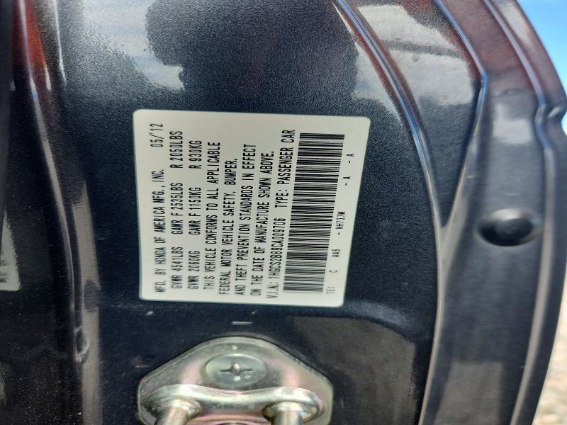 65732686 :رقم المزاد ، 1HGCS2B89CA009706 vin ، 2012 Honda Accord مزاد بيع