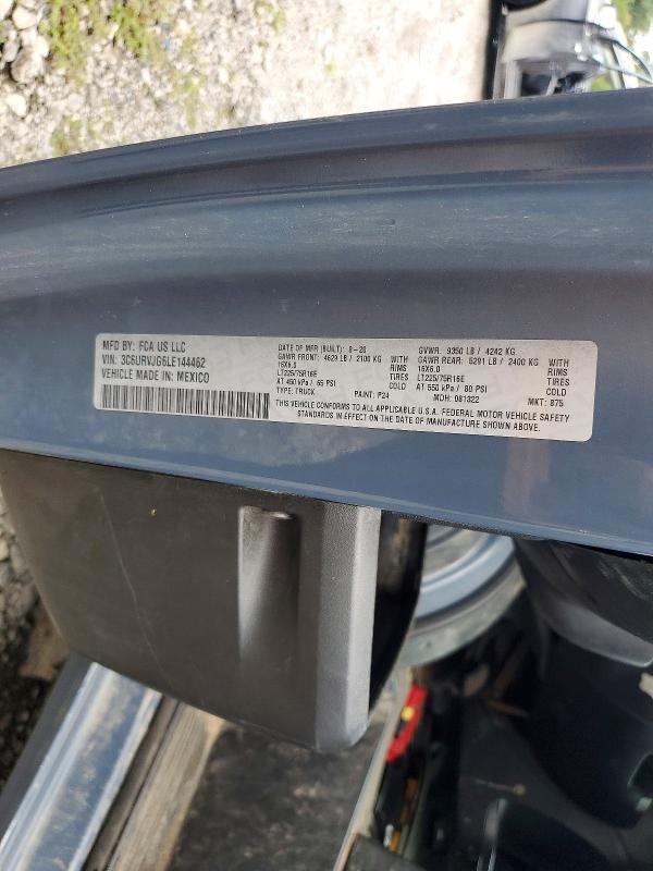 Продаж на аукціоні авто 2020 Ram Promaster 3500, vin: 3C6URVJG6LE144462, номер лоту: 65391336