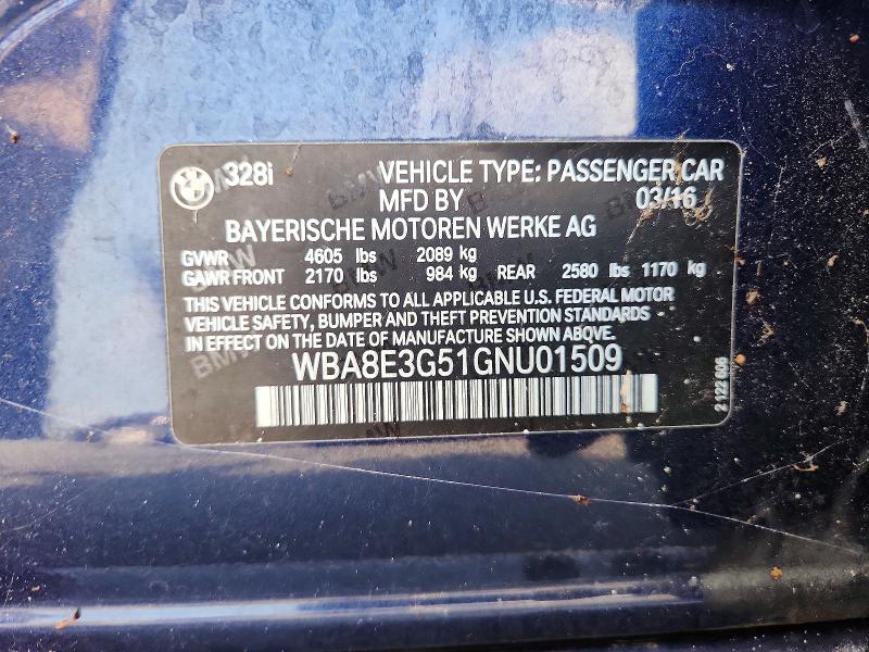 Продаж на аукціоні авто 2016 Bmw 328, vin: WBA8E3G51GNU01509, номер лоту: 63643736