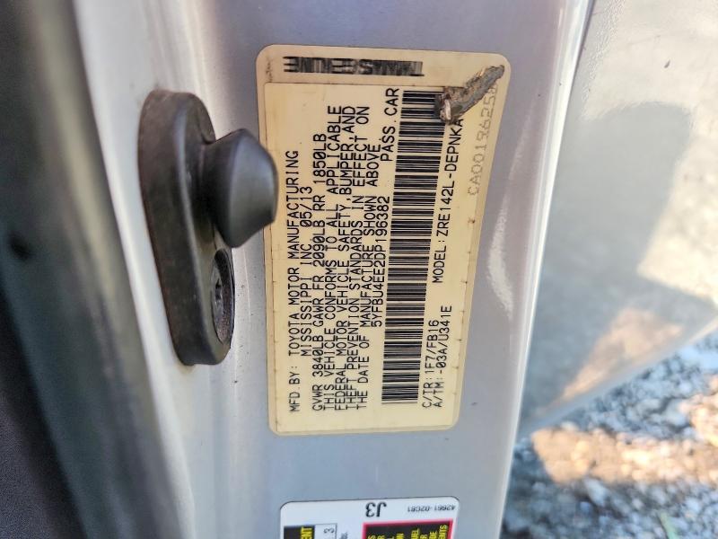 2013 Toyota Corolla მანქანა იყიდება აუქციონზე, vin: 5YFBU4EE2DP196382, აუქციონის ნომერი: 63605376