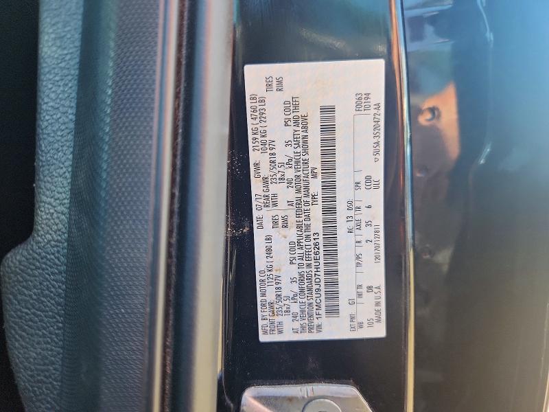 62939116 :رقم المزاد ، 1FMCU9JD7HUE62613 vin ، 2017 Ford Escape مزاد بيع