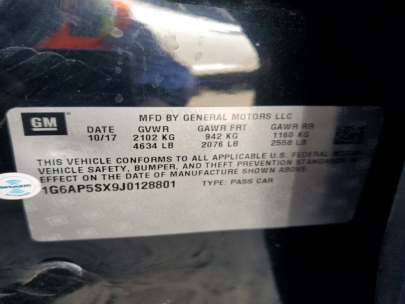 Продаж на аукціоні авто 2018 Cadillac Cts, vin: 1G6AP5SX9J0128801, номер лоту: 63443796