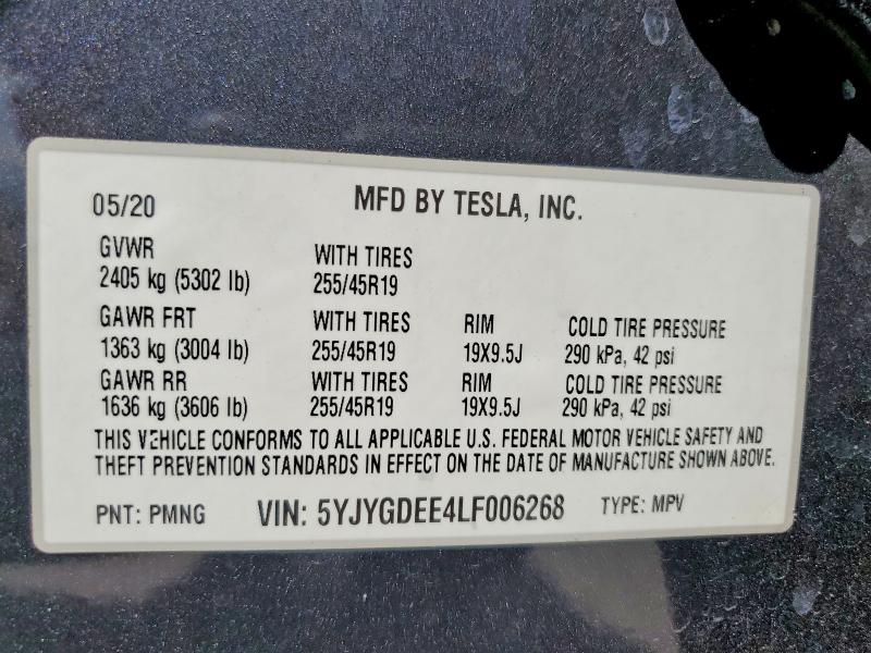 66732116 :رقم المزاد ، 5YJYGDEE4LF006268 vin ، 2020 Tesla Model Y مزاد بيع
