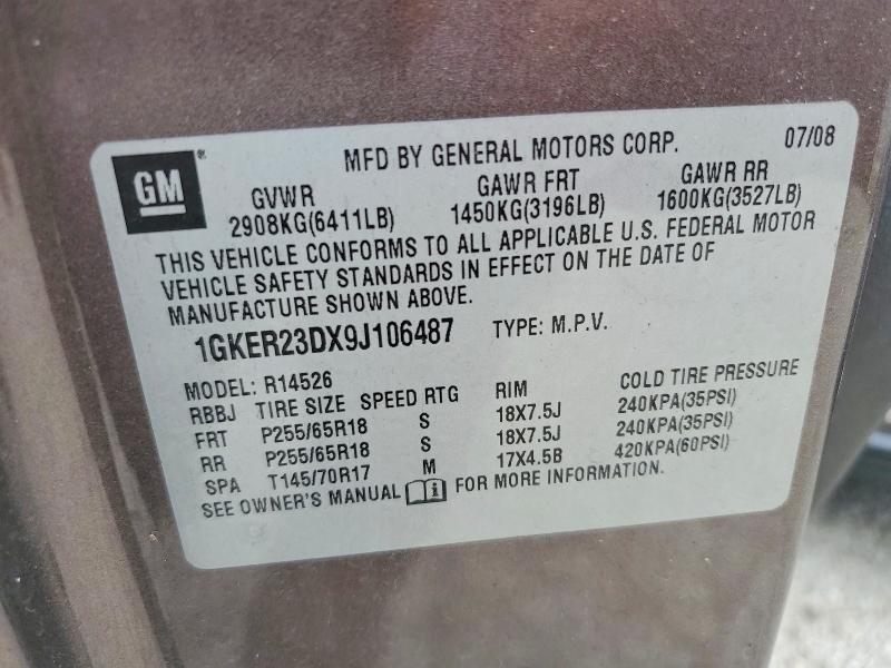 Продаж на аукціоні авто 2009 Gmc Acadia, vin: 1GKER23DX9J106487, номер лоту: 63496006