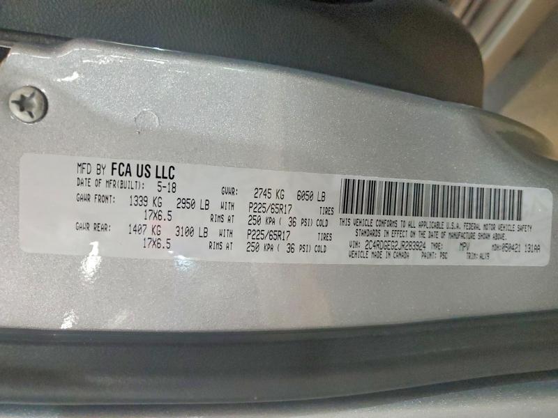 63363586 :رقم المزاد ، 2C4RDGEG2JR283924 vin ، 2018 Dodge Grand Caravan مزاد بيع
