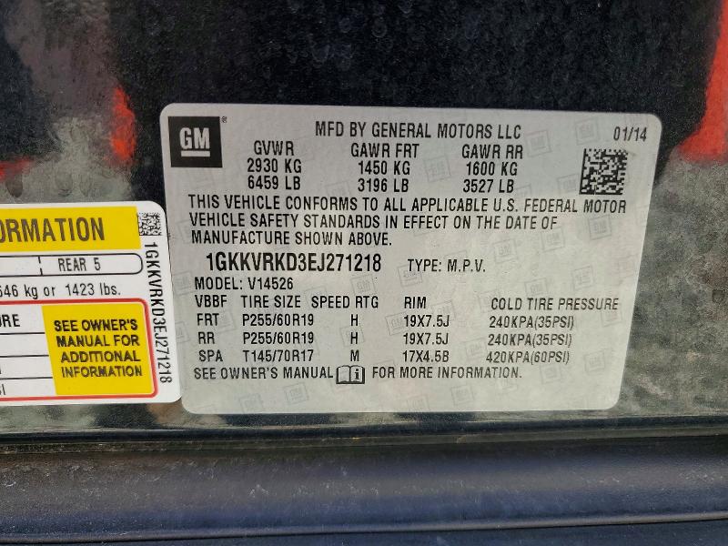 Aukcja sprzedaży 2014 Gmc Acadia, vin: 1GKKVRKD3EJ271218, numer aukcji: 64266926