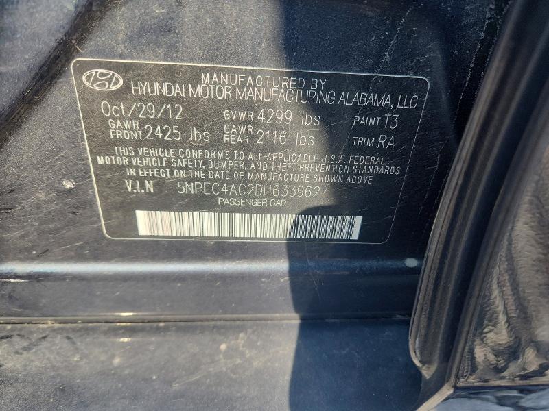 67209306 :رقم المزاد ، 5NPEC4AC2DH633962 vin ، 2013 Hyundai Sonata مزاد بيع