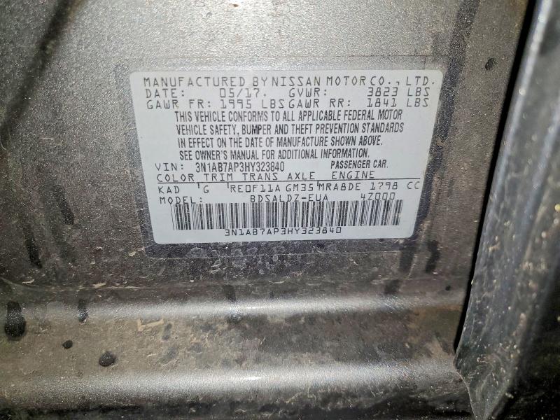 Продажа на аукционе авто 2017 Nissan Sentra, vin: 3N1AB7AP3HY323840, номер лота: 63735056