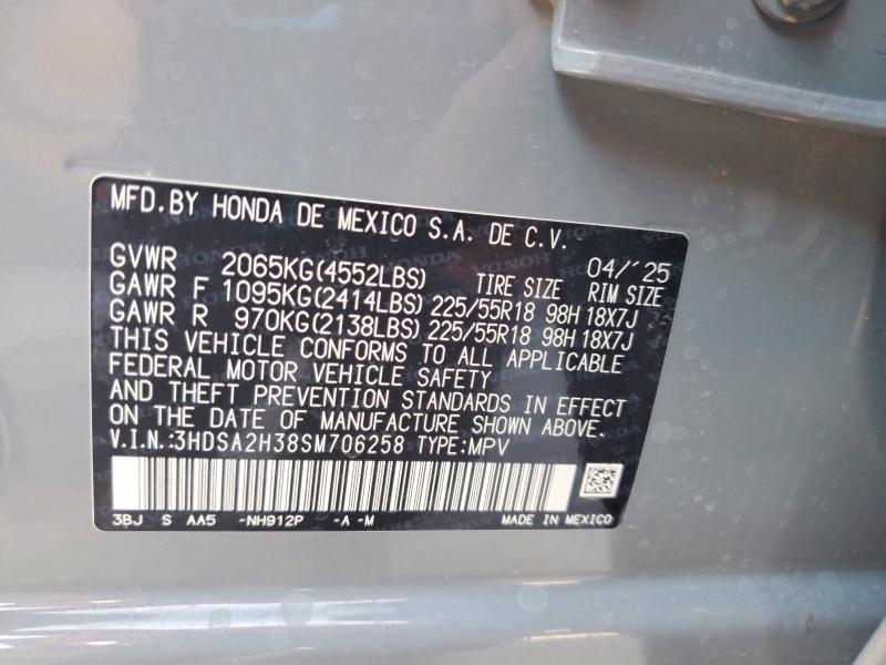 63730396 :رقم المزاد ، 3HDSA2H38SM706258 vin ، 2025 Acura Adx مزاد بيع