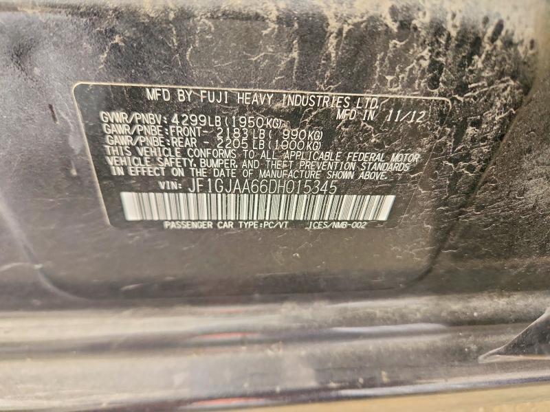 66404816 :رقم المزاد ، JF1GJAA66DH015345 vin ، 2013 Subaru Impreza مزاد بيع