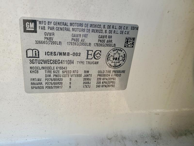 Продажа на аукционе авто 2014 Gmc Sierra, vin: 3GTU2WEC8EG411084, номер лота: 66105646