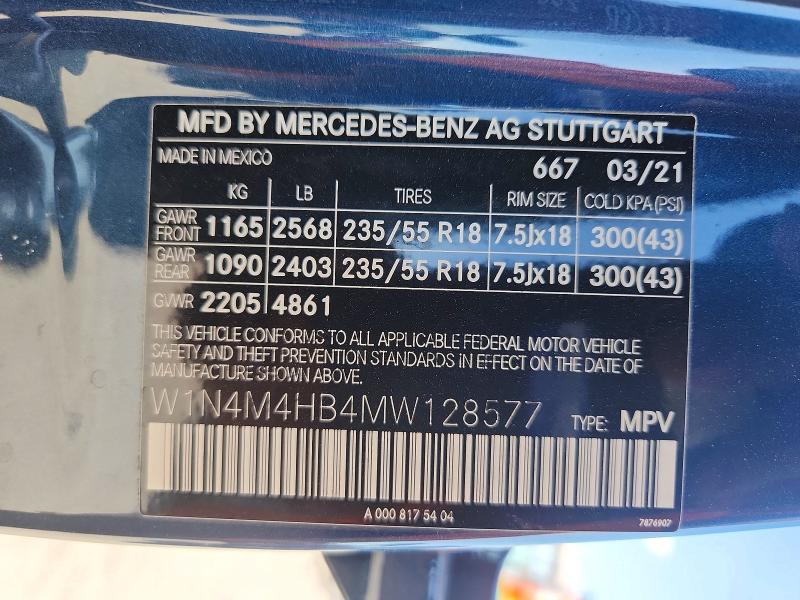 Auction sale of the 2021 Mercedes-benz Glb, vin: W1N4M4HB4MW128577, lot number: 64928556