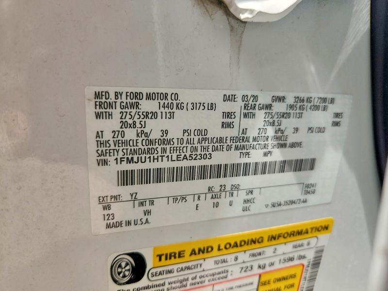 2020 Ford Expedition მანქანა იყიდება აუქციონზე, vin: 1FMJU1HT1LEA52303, აუქციონის ნომერი: 66015526