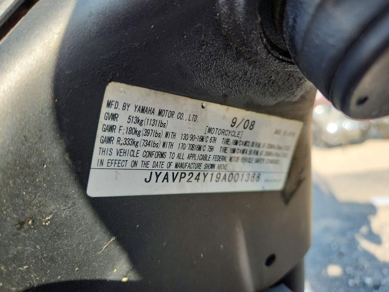 65481466 :رقم المزاد ، JYAVP24Y19A001366 vin ، 2009 Yamaha Xvs1300 مزاد بيع