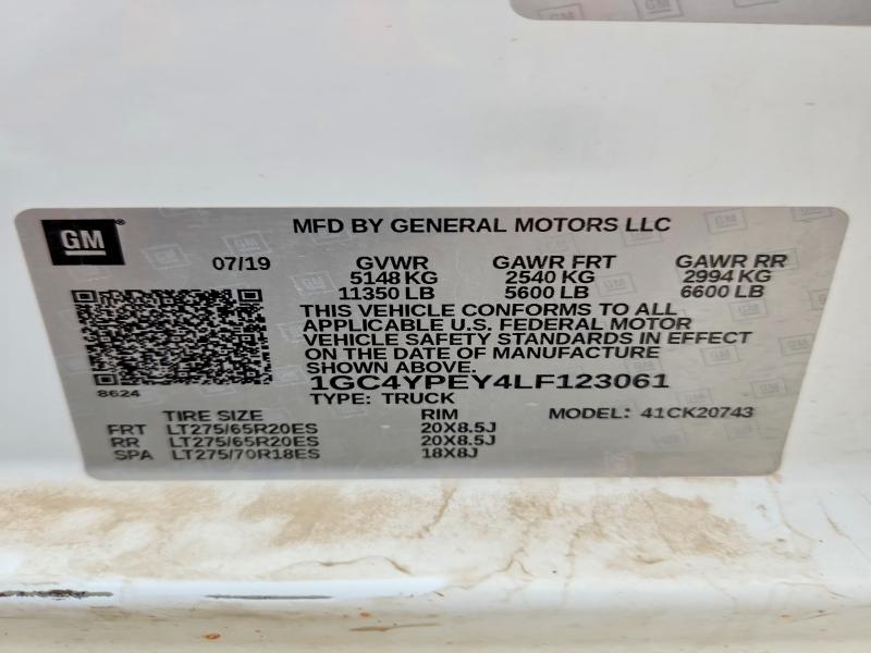 Продаж на аукціоні авто 2020 Chevrolet Silverado, vin: 1GC4YPEY4LF123061, номер лоту: 62540366