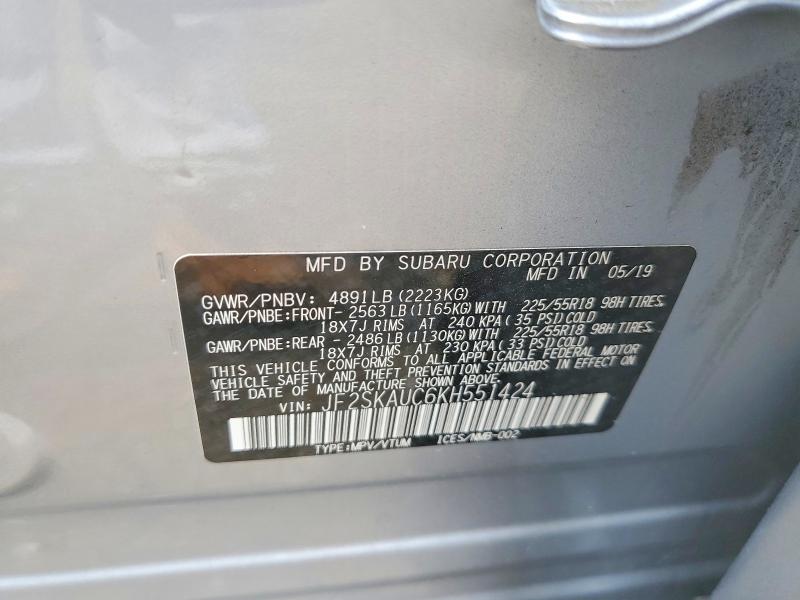 Aukcja sprzedaży 2019 Subaru Forester, vin: JF2SKAUC6KH551424, numer aukcji: 64716886