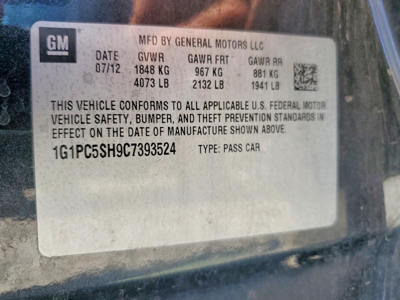 Auction sale of the 2012 Chevrolet Cruze, vin: 1G1PC5SH9C7393524, lot number: 63945786