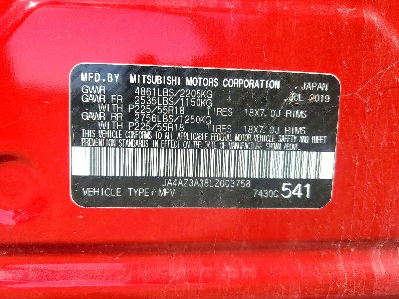 Aukcja sprzedaży 2020 Mitsubishi Outlander, vin: JA4AZ3A38LZ003758, numer aukcji: 66752476