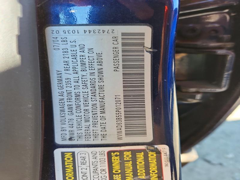 Aukcja sprzedaży 2005 Volkswagen Passat, vin: WVWAD63B55P012071, numer aukcji: 65820546