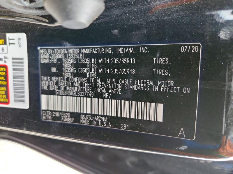 Продажа на аукционе авто 2020 Toyota Highlander, vin: 5TDGZRBH3LS037749, номер лота: 66041606