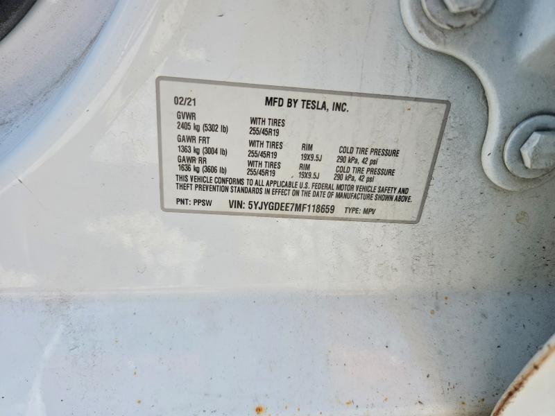 Aukcja sprzedaży 2021 Tesla Model Y, vin: 5YJYGDEE7MF118659, numer aukcji: 65584146