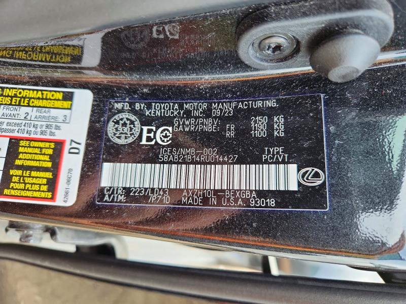 Продажа на аукционе авто 2024 Lexus Es, vin: 58AB21B14RU014427, номер лота: 62626836