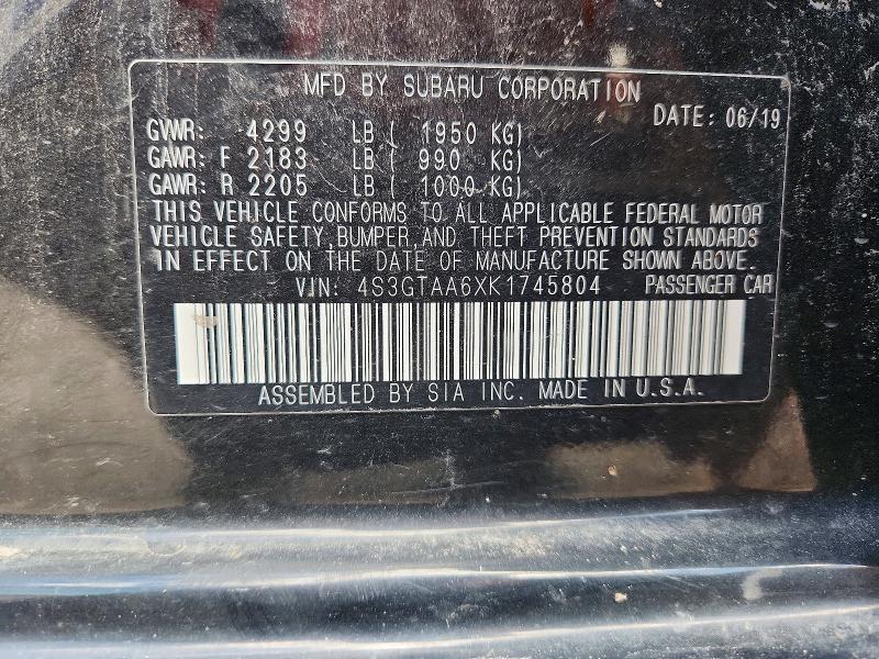 Aukcja sprzedaży 2019 Subaru Impreza, vin: 4S3GTAA6XK1745804, numer aukcji: 65532006