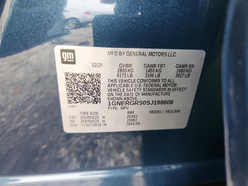 2025 Chevrolet Traverse მანქანა იყიდება აუქციონზე, vin: 1GNERGRS0SJ198608, აუქციონის ნომერი: 64515866