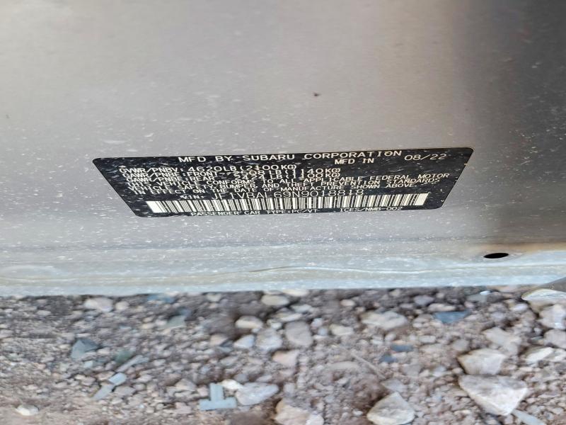 Продаж на аукціоні авто 2022 Subaru Wrx, vin: JF1VBAL69N9018818, номер лоту: 65900126