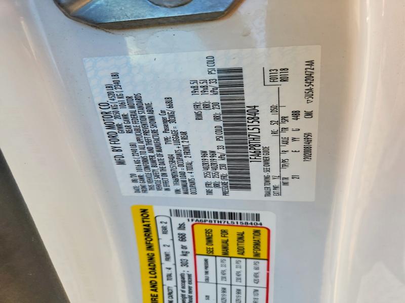 Продажа на аукционе авто 2020 Ford Mustang, vin: 1FA6P8TH7L5158404, номер лота: 64139746