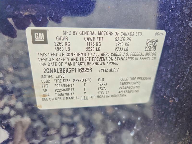 Aukcja sprzedaży 2015 Chevrolet Equinox, vin: 2GNALBEK5F1165256, numer aukcji: 63663106