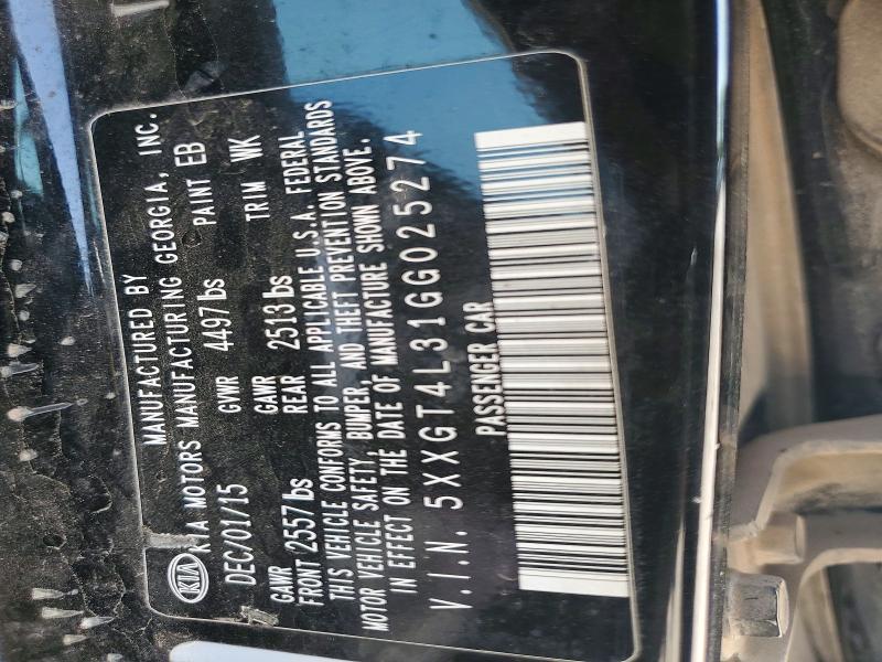 63414276 :رقم المزاد ، 5XXGT4L31GG025274 vin ، 2016 Kia Optima مزاد بيع