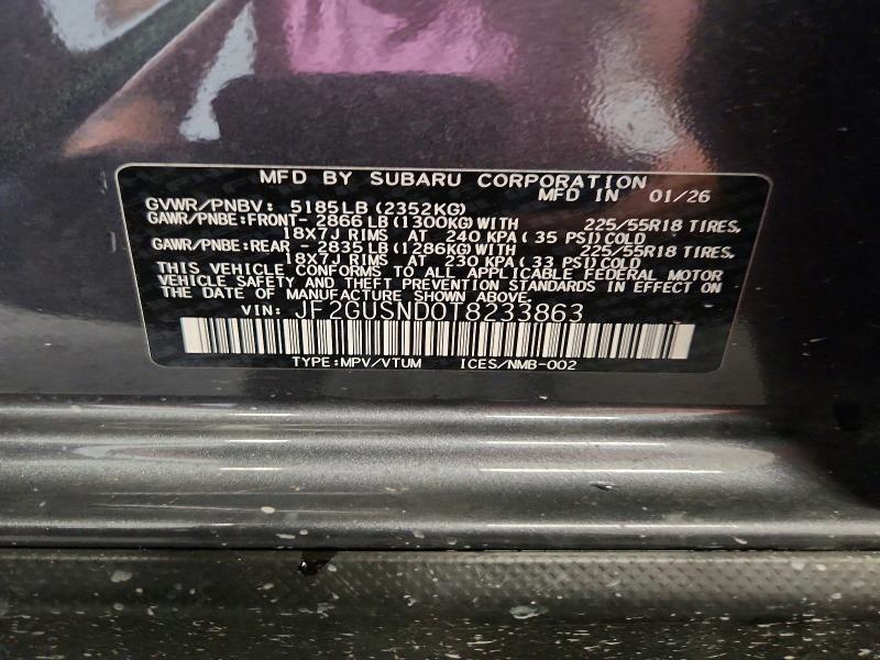 Aukcja sprzedaży 2026 Subaru Crosstrek, vin: JF2GUSND0T8233863, numer aukcji: 63440096