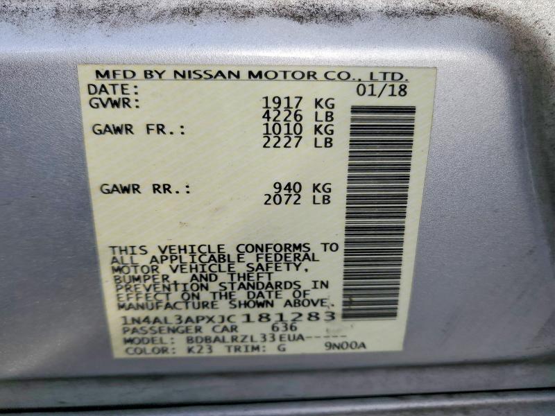 Aukcja sprzedaży 2018 Nissan Altima, vin: 1N4AL3APXJC181283, numer aukcji: 65315296
