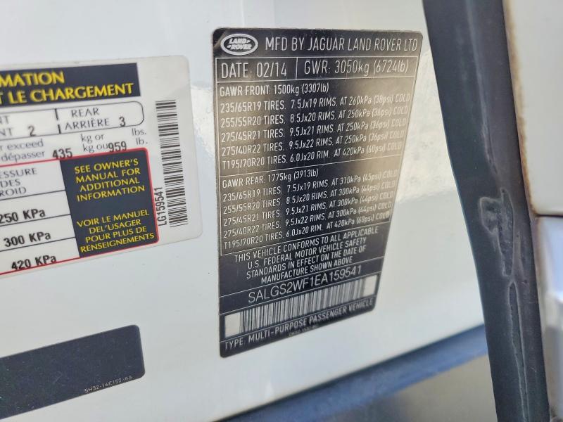 Продаж на аукціоні авто 2014 Land Rover Range Rover, vin: SALGS2WF1EA159541, номер лоту: 65739936