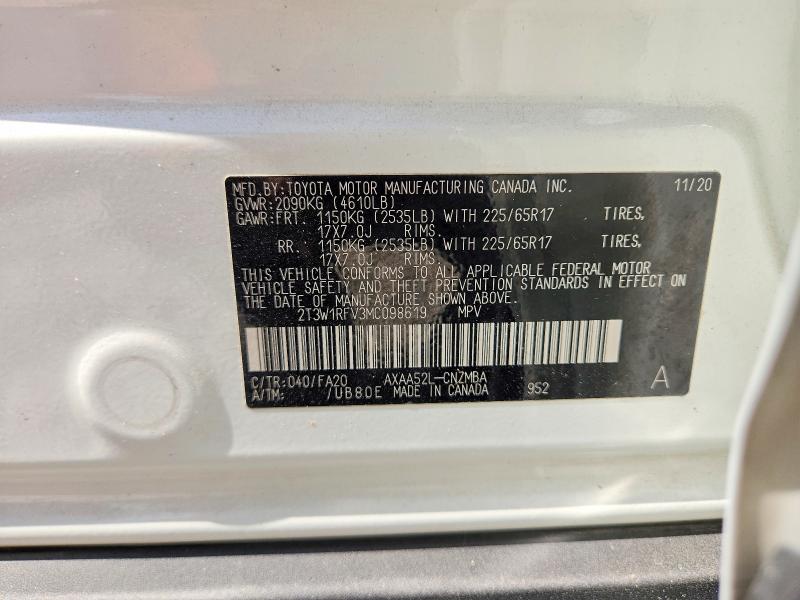 Aukcja sprzedaży 2021 Toyota Rav4, vin: 2T3W1RFV3MC098619, numer aukcji: 66972676