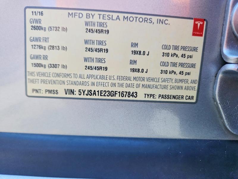 Aukcja sprzedaży 2016 Tesla Model S, vin: 5YJSA1E23GF167843, numer aukcji: 66459056