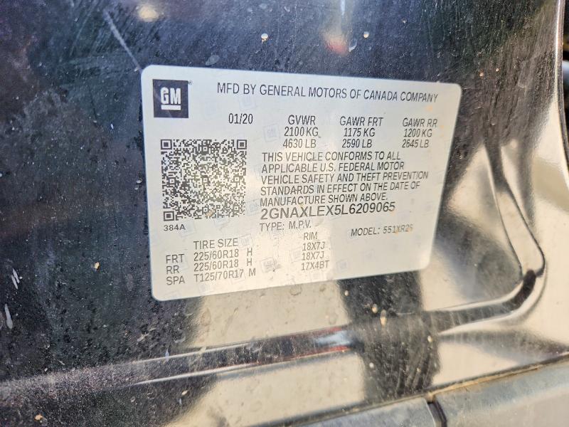 2020 Chevrolet Equinox მანქანა იყიდება აუქციონზე, vin: 2GNAXLEX5L6209065, აუქციონის ნომერი: 63810416