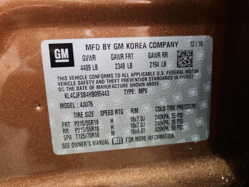 Продаж на аукціоні авто 2017 Buick Encore, vin: KL4CJFSB4HB095443, номер лоту: 63519596