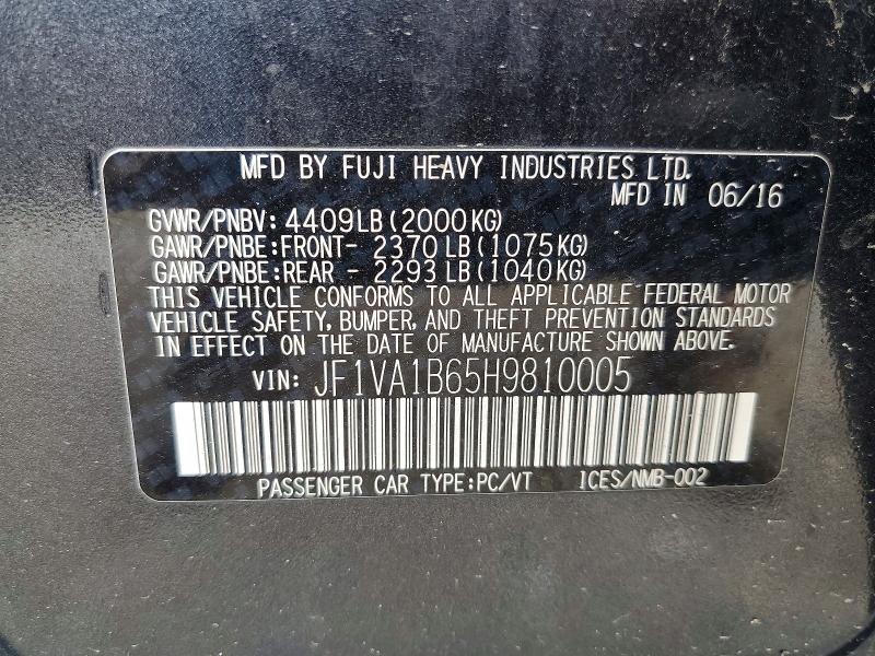Продажа на аукционе авто 2017 Subaru Wrx, vin: JF1VA1B65H9810005, номер лота: 63291576